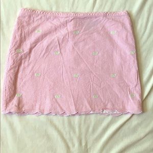 VineyardVines pink stripe skirt green whale detail